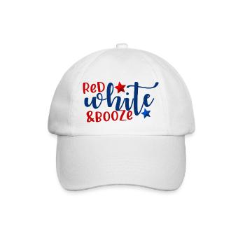 red white booze 4th of july america - Baseball Cap - white/white - Front