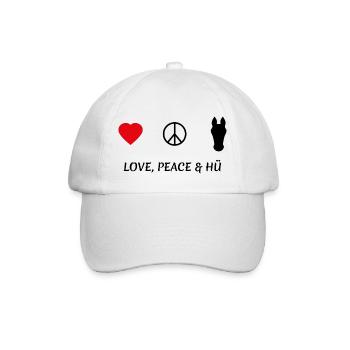 LOVE PEACE und HÜ - Baseballkappe - Weiß/Weiß - Vorne