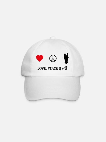LOVE PEACE und HÜ - Baseballkappe - Weiß/Weiß
