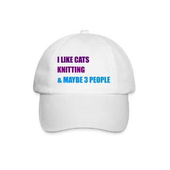 ICH MAG KATZEN STRICKEN UND VIELLEICHT 3 PERSONEN - Baseballkappe - Weiß/Weiß - Vorne