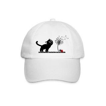 Spring design - cat, dandelion, ladybug - Baseball Cap - white/white - Front