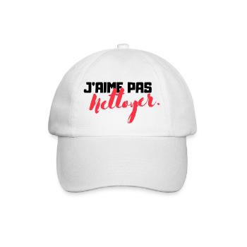 J'aime pas nettoyer - Cadeau humoristique - Casquette classique - blanc/blanc - Devant