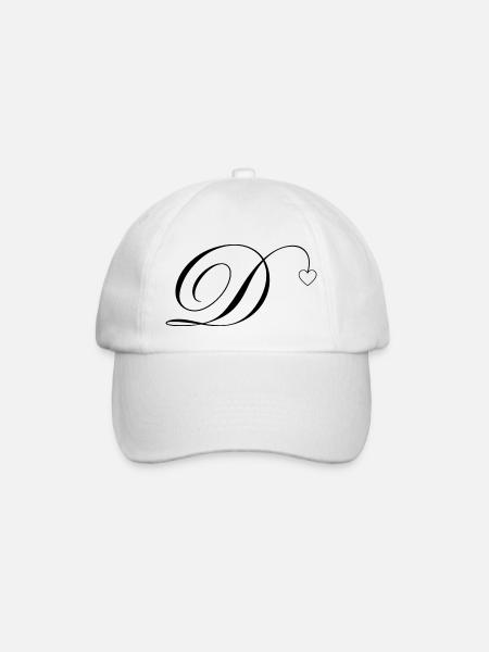 Lettre d calligraphie cœur - Casquette classique - blanc/blanc