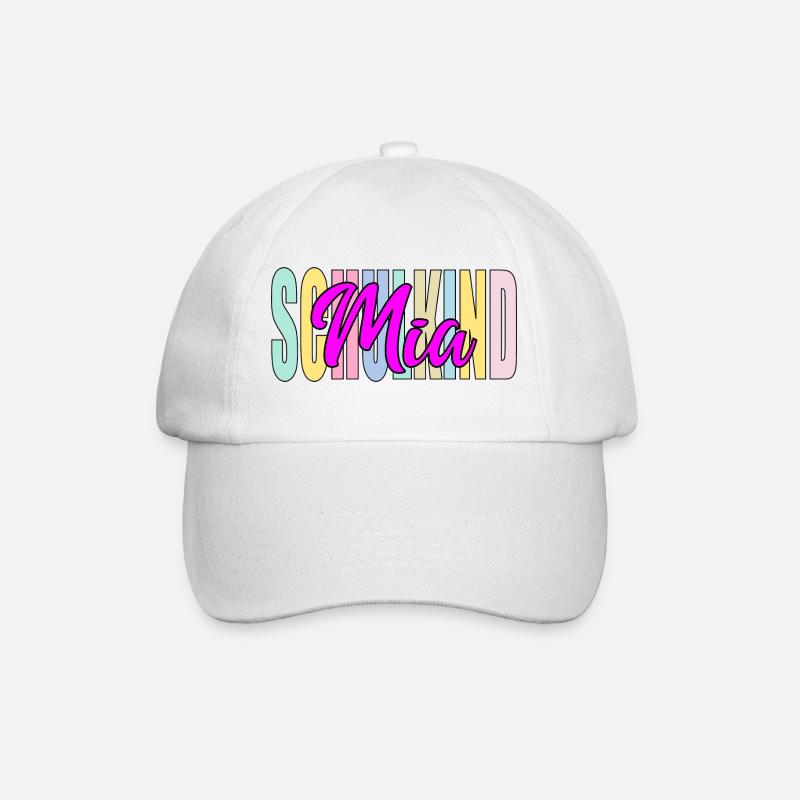 EINSCHULUNG SCHULKIND MÄDCHEN MIA VORNAME - Baseballkappe - Weiß/Weiß