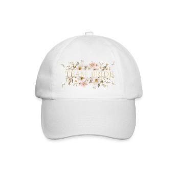 Team Bride! Blumen-Boho-Beige, personalisierbar - Baseballkappe - Weiß/Weiß - Vorne