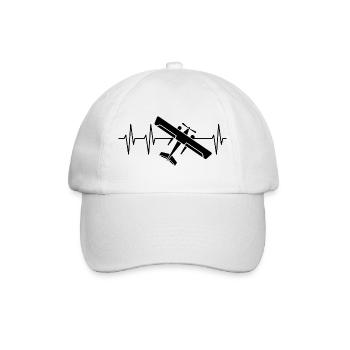 Flugzeug Puls Herzschlag fliegen Flieger Symbol - Baseballkappe - Weiß/Weiß - Vorne