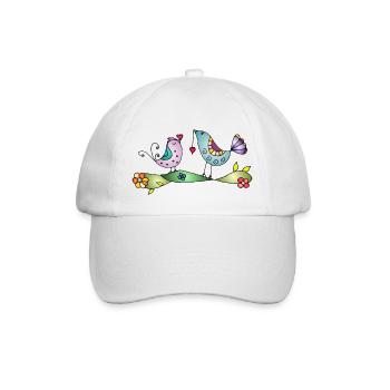 Bunte Vögel - Baseballkappe - Weiß/Weiß - Vorne