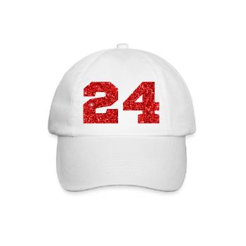 Numéro 24 paillettes rouge - 24e anniversaire - Casquette classique - blanc/blanc - Devant