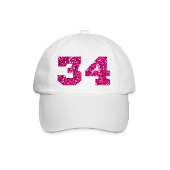 Numéro 34 paillettes rose - 34e anniversaire - Casquette classique - blanc/blanc - Devant