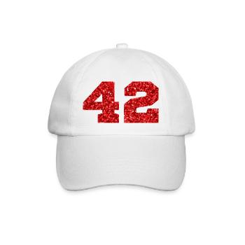 Number 42 Red Glitter - 42nd Anniversary - Baseball Cap - white/white - Front