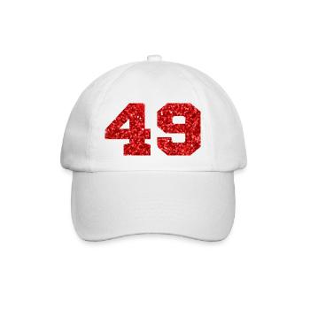 Number 49 Red Glitter - 49th Anniversary - Baseball Cap - white/white - Front