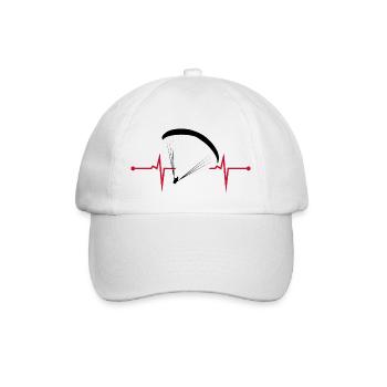 Herzschlag Gleitschirm: Adrenalin im EKG-Design - Baseballkappe - Weiß/Weiß - Vorne