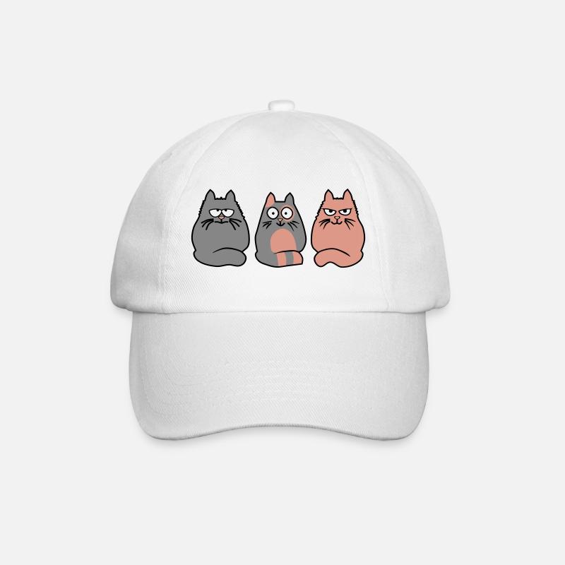 3 Katzen - Baseballkappe - Weiß/Weiß