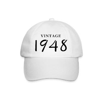 Jahrgang 1948 - Geschenkidee zum Geburtstag - Baseballkappe - Weiß/Weiß - Vorne