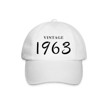 Jahrgang 1963 - Jubiläums-Geschenkidee - Baseballkappe - Weiß/Weiß - Vorne