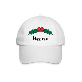 Kiss me - unter dem Mistelzweig - Baseballkappe - Weiß/Weiß - Vorne