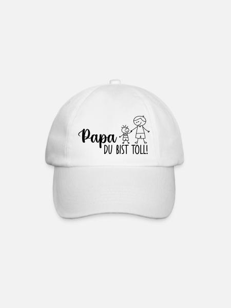 Papa Papi Vater Tochter Sohn Vatertag Männer Shirt - Baseballkappe - Weiß/Weiß