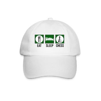 Eat Sleep Chess Schach Spruch Zitat - Baseballkappe - Weiß/Weiß - Vorne