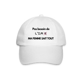 Pas besoin de l'IA ma femme sait tout - Casquette classique - blanc/blanc - Devant