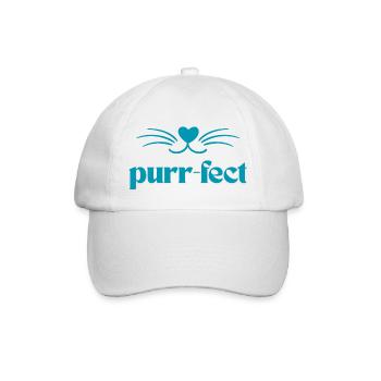 Purr-Fect / Cats T Shirt with Cute Purrs - Baseball Cap - white/white - Front