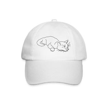 schlafende Katze Skizze - Baseballkappe - Weiß/Weiß - Vorne
