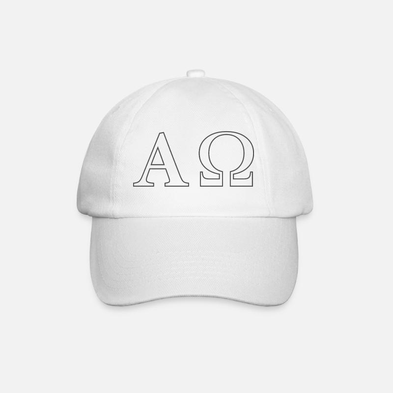 Alpha Omega Minimal Line Art - Baseballkappe - Weiß/Weiß
