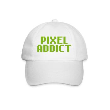 Pixel Addict Geek Retro-Gaming - Baseballkappe - Weiß/Weiß - Vorne