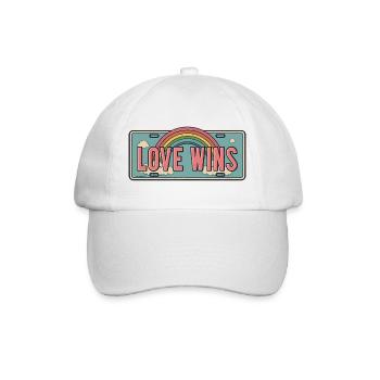 Love Wins – Rainbow License Plate Design - Baseball Cap - white/white - Front