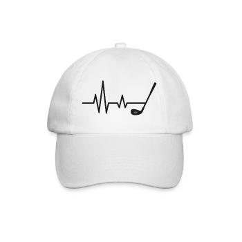 Heartbeat Golf Motif Design - Baseball Cap - white/white - Front