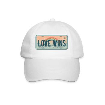 Retro License Plate – Love Wins Rainbow - Baseball Cap - white/white - Front