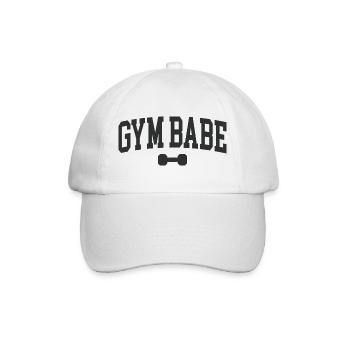 Gym Babe Hantel Typo-Design - Baseballkappe - Weiß/Weiß - Vorne