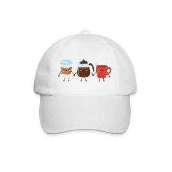 Lustiger Kaffee Cartoon Koffein Kunst - Baseballkappe - Weiß/Weiß - Vorne