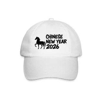 Year of the Horse Pferde Schriftzug - Baseballkappe - Weiß/Weiß - Vorne