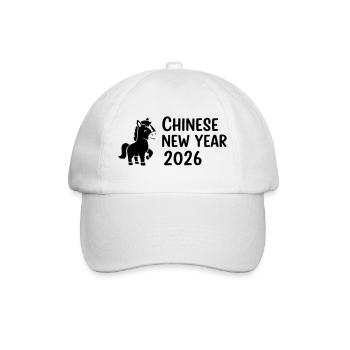 Chinese New Year 2026 Pferd –  Neujahrsdesign - Baseballkappe - Weiß/Weiß - Vorne