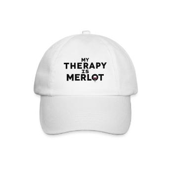 My Therapy Is Merlot Funny Wine Saying - Baseball Cap - white/white - Front