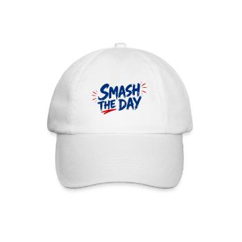 SMASH THE DAY Motivation für Padel und Tennis - Baseballkappe - Weiß/Weiß - Vorne