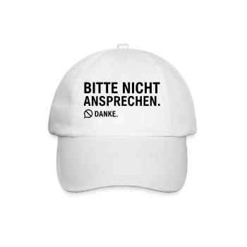 Bitte nicht ansprechen. Danke. | Introvertiert - Baseballkappe - Weiß/Weiß - Vorne