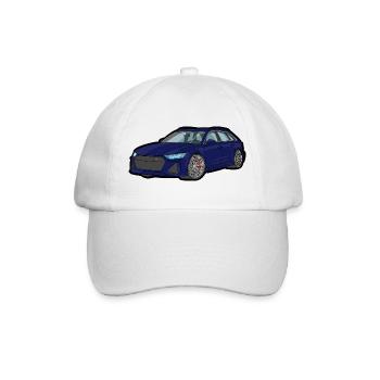 Midnight Blue Sports Car Silhouette - Baseball Cap - white/white - Front