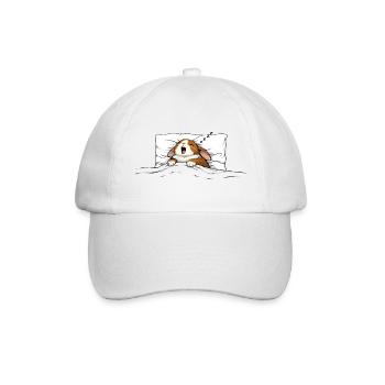 Schlafender Hase – Süßes Kuschel Motiv - Baseballkappe - Weiß/Weiß - Vorne