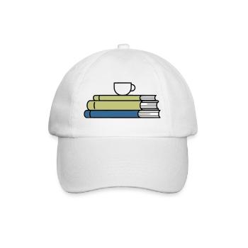 Bücherstapel Kaffeetasse Farbig - Baseballkappe - Weiß/Weiß - Vorne