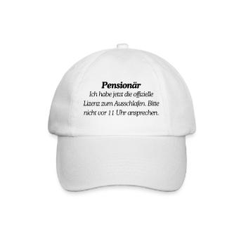 Endlich Pensionär  - Baseballkappe - Weiß/Weiß - Vorne