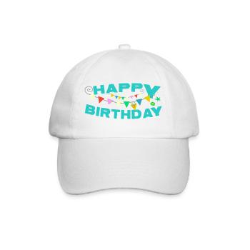 Happy birthday with colorful Gerlanden - Baseball Cap - white/white - Front