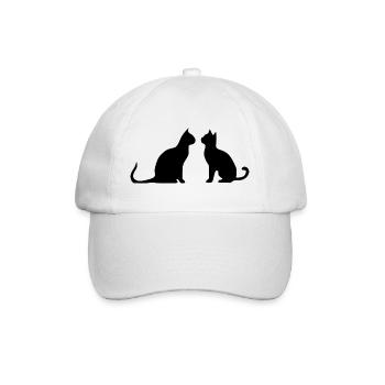 Cadeau des silhouettes de chat noir 2 chats - Casquette classique - blanc/blanc - Devant