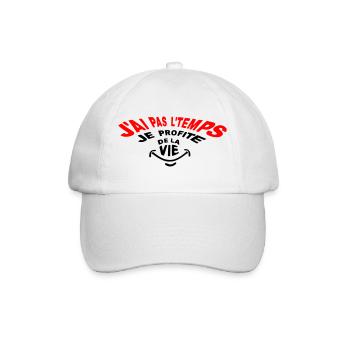 J'ai pas le temps désolé! Je profite de la vie! - Casquette classique - blanc/blanc - Devant