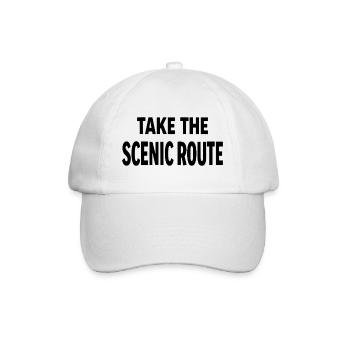 Take the scenic route Abenteuer Reise Spruch - Baseballkappe - Weiß/Weiß - Vorne