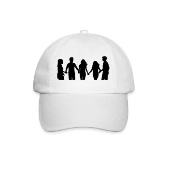 People Group Silhouette Friends Team Together - Baseball Cap - white/white - Front