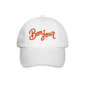 Bonjour with Love Heart in French France - Baseballkappe - Weiß/Weiß - Vorne