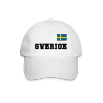 SCHWEDEN - SVERIGE Trikot Look - Flagge auf Brust - Baseballkappe - Weiß/Weiß - Vorne