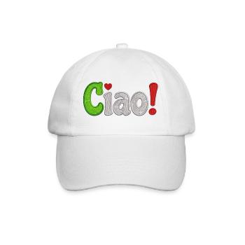 Farbiges Stickdesign Ciao Italien - Baseballkappe - Weiß/Weiß - Vorne