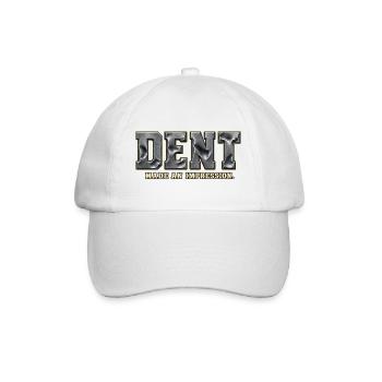 DENT – Hinterlass einen Eindruck | Metallisches Wortspiel - Baseballkappe - Weiß/Weiß - Vorne
